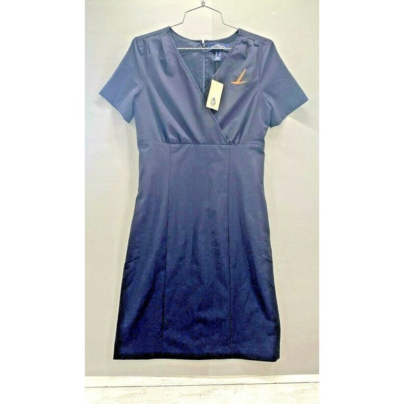 Land's End Outfitters Women's Navy Dress Size 2 Lined Embroidered Bird NEW - Picture 1 of 12